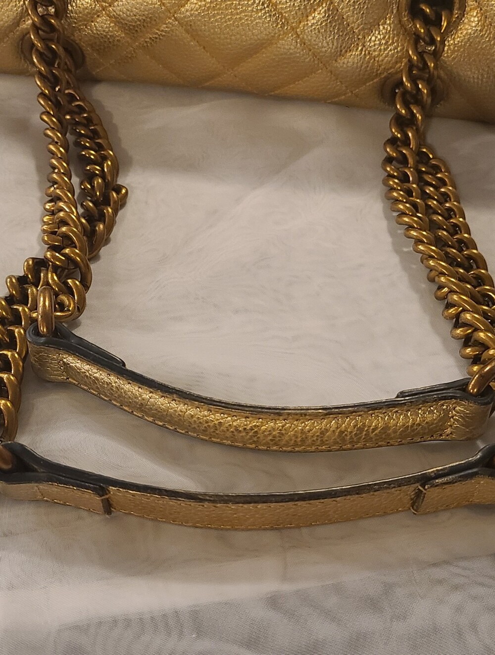 Authentic Kurt Geiger "the Brixton" Metallic Gold Quilted Leather Shoulder Bag - Picture 6 of 13